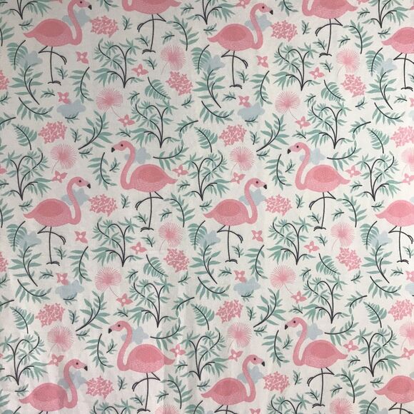 Pink Flamingo Baby Blanket Stretchy Flowers Leaves - Picture 3 of 5